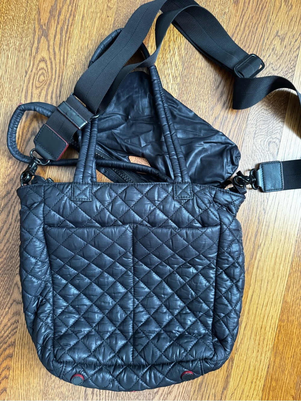 MZ Wallace Black Quilted Shoulder Tote with Removable Strap - Picture 3 of 7